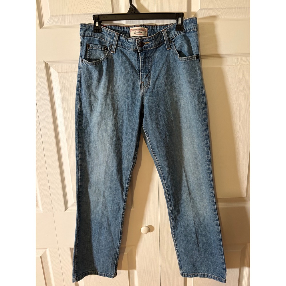 Levi Strauss Signature Men Blue Mid Rise Straight Leg Stretch Jeans Sz 12 Short